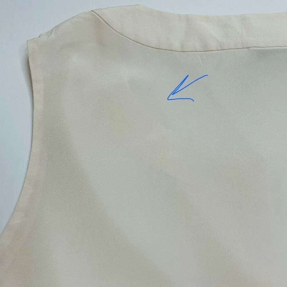 Kate Spade Addie Top Silk Split Neck Pleated Tank Top Cream Size 10